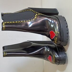 DOLCE & GABBANA boots Chelsea platform Heart Embellished Women's Boots Size 37